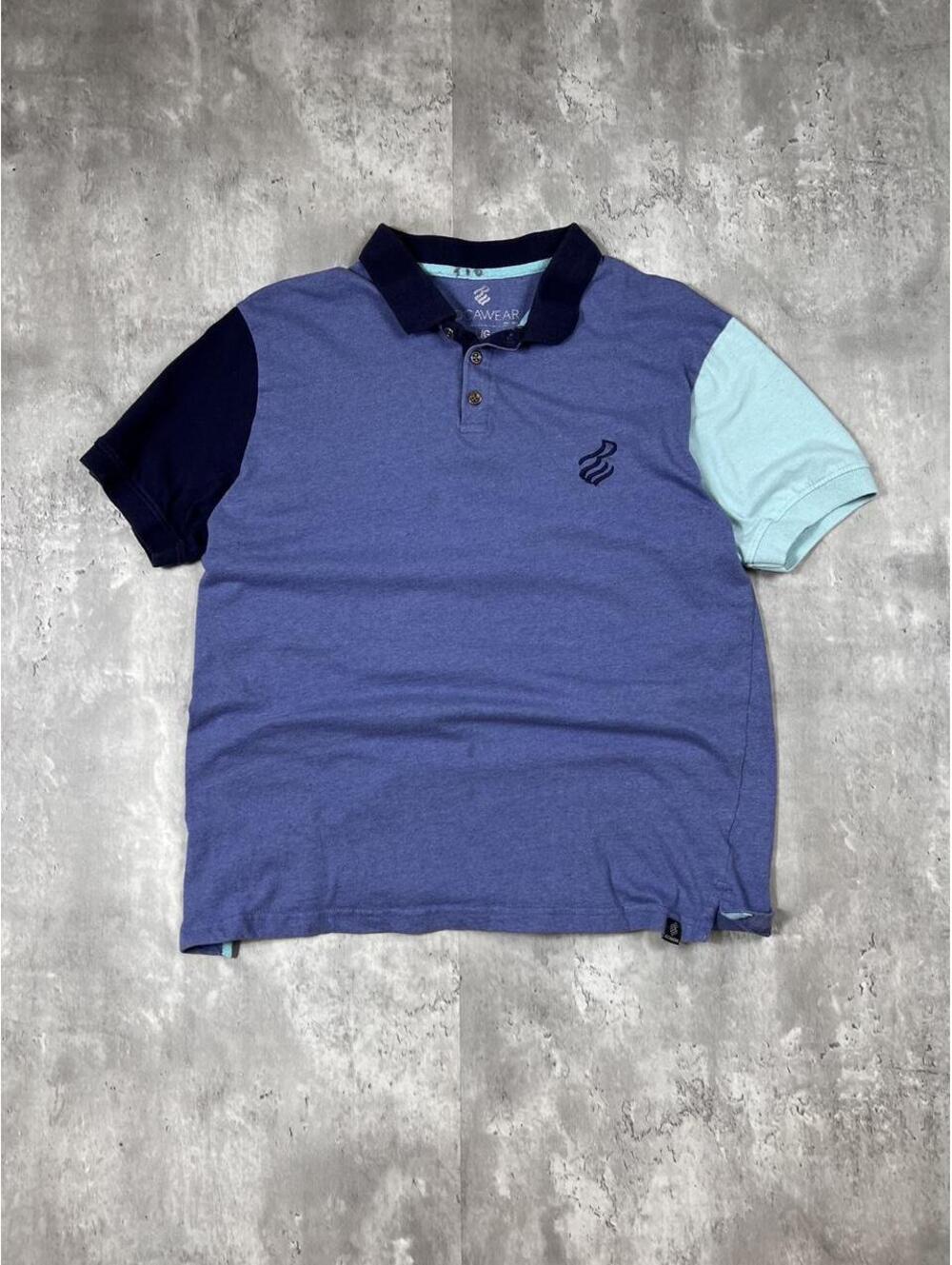 Y2K Colorblock Polo Shirt Blue Streetwear Rocawear Jay-Z Embroidered Logo